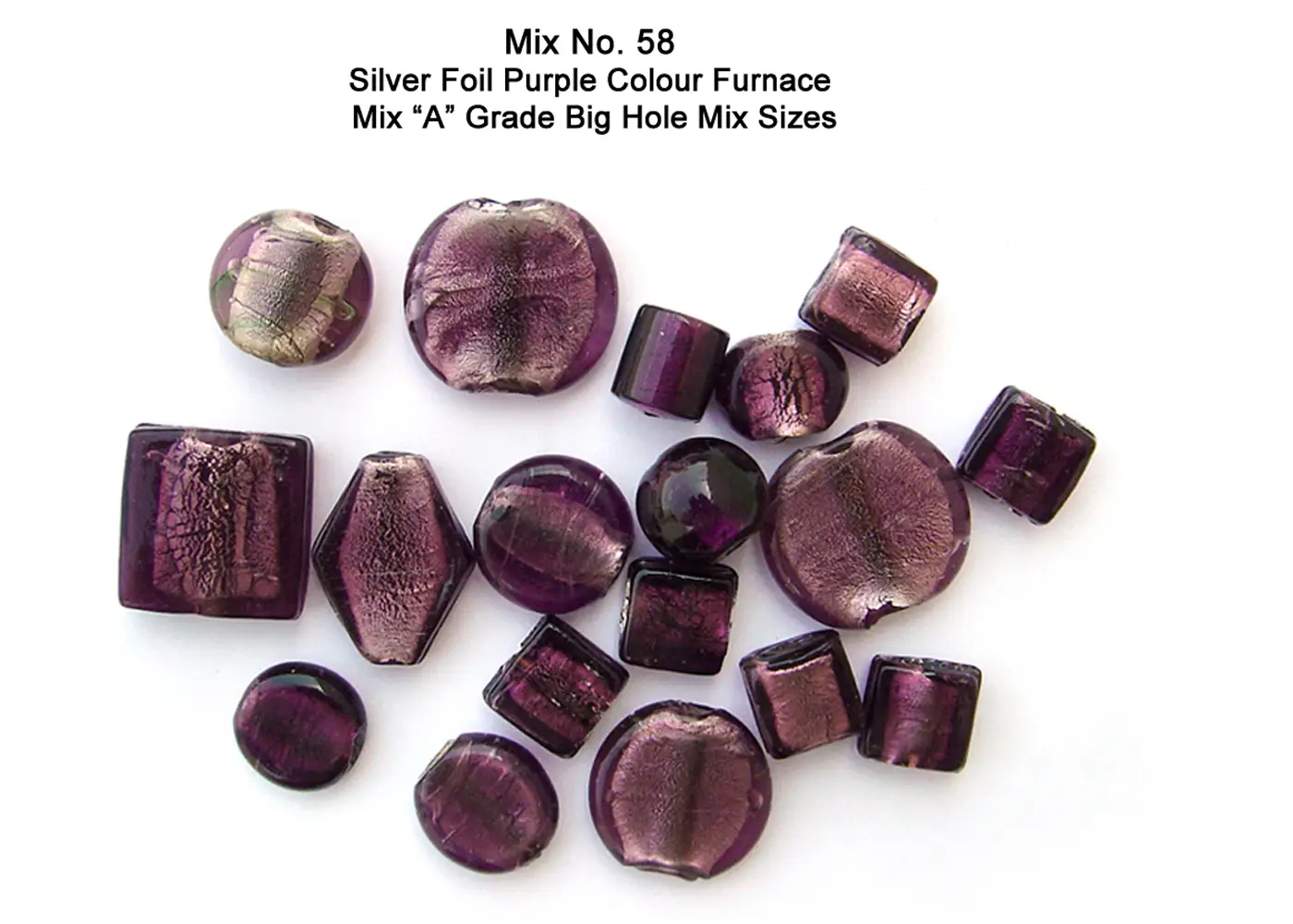 Silver Foil Purple Color Furnace Mix "A" Grade Big Hole mix sizes